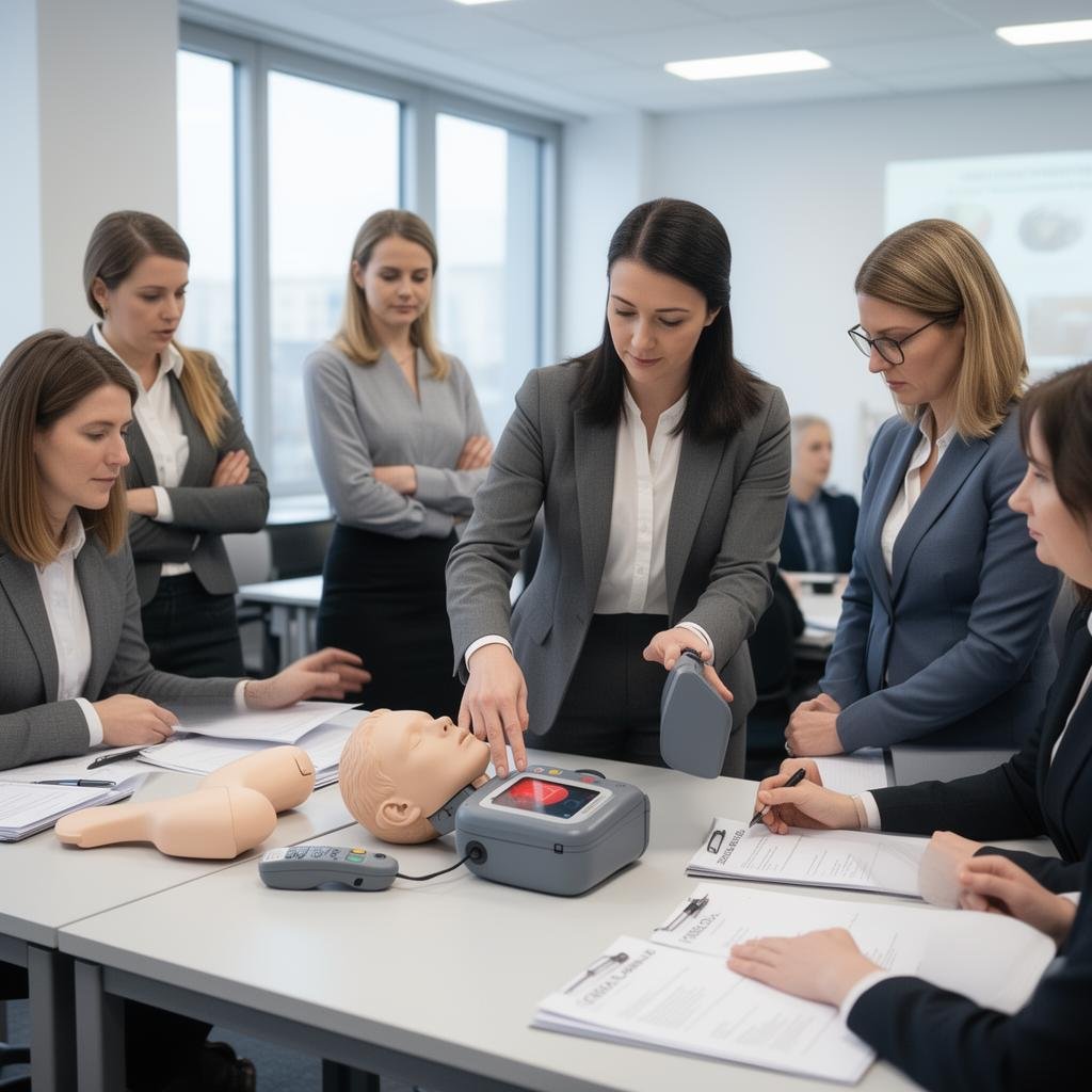 Workplace AED training session